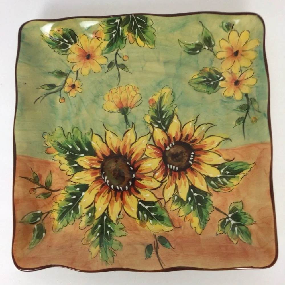 Floral Sunflower Ceramic Accent Plate - Picture 3 of 11